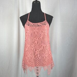 No Boundaries Coral Pink Lace Camisole
